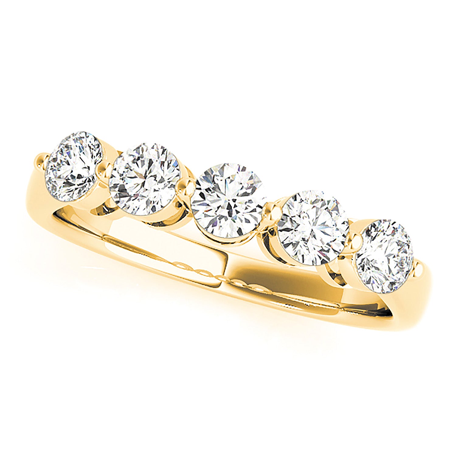 1.00 ctw. Round Diamond Wedding Band 5 Stone Anniversary Ring-VIRABYANI